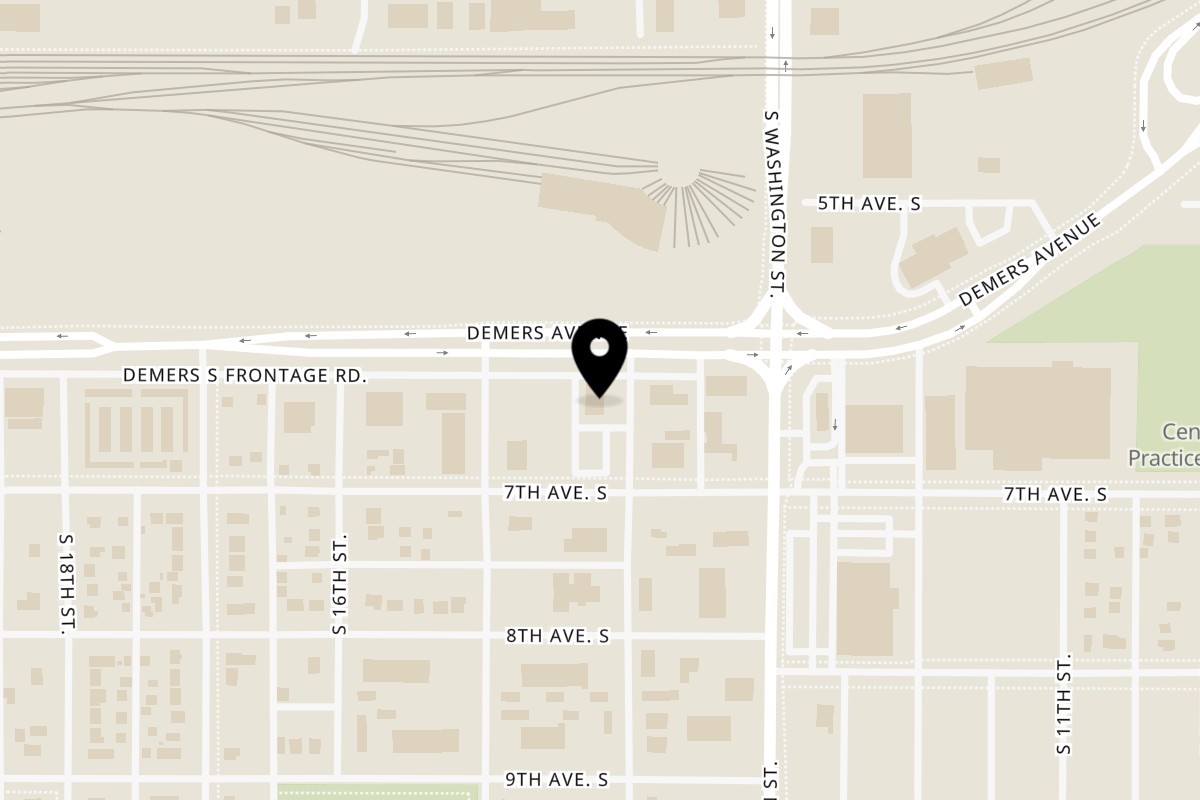 Map showing the location of Varsity Ice House on 1405 Demers Ave in Grand Forks